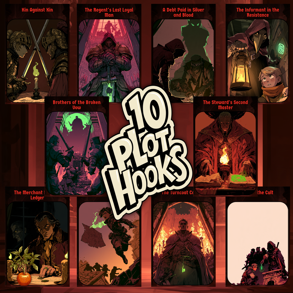 FAST Plot Hooks — Betrayal Among Allies.                 10 Printable DnD Plot Hook Cards.               Instant Download