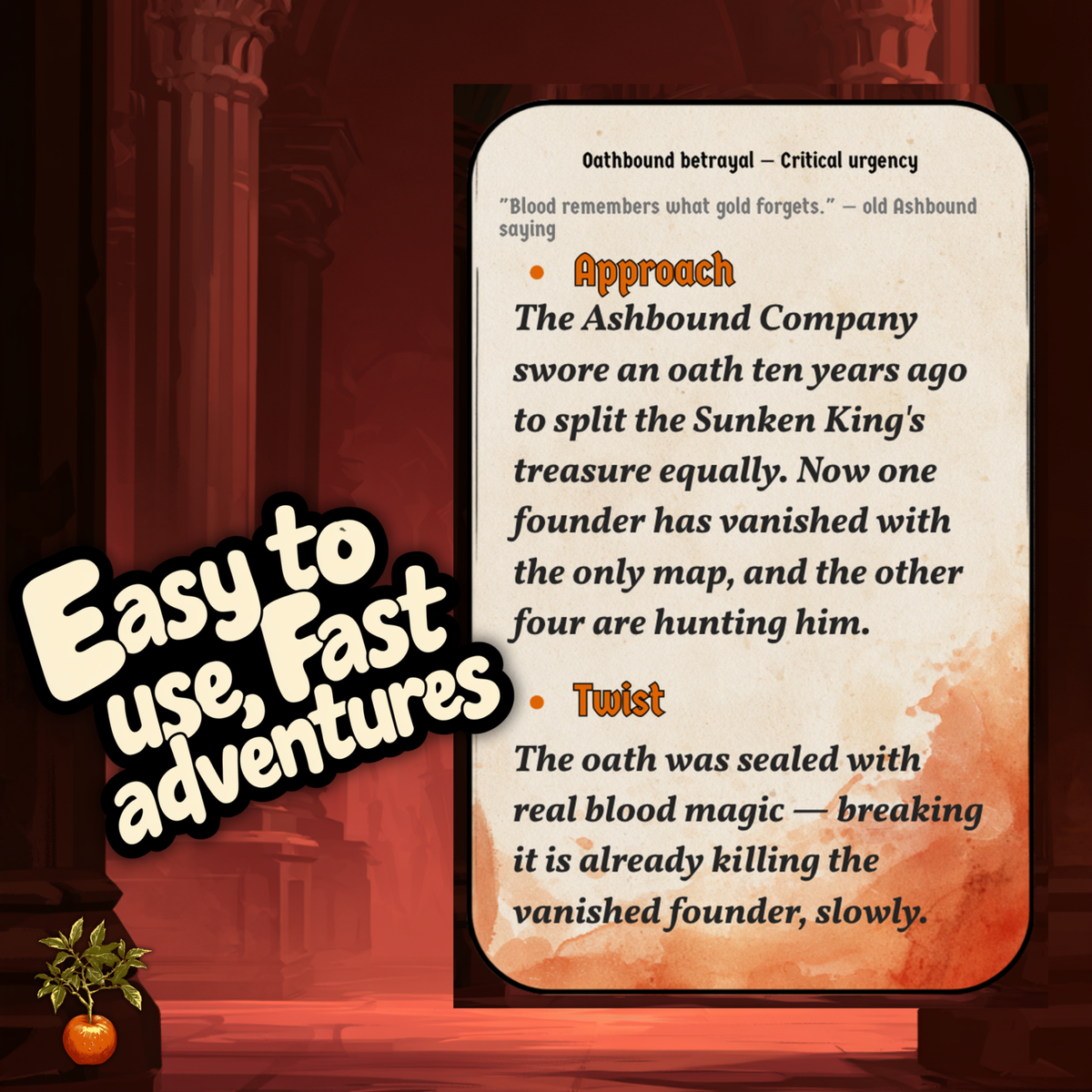 FAST Plot Hooks — Betrayal Among Allies.                 10 Printable DnD Plot Hook Cards.               Instant Download
